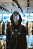 Men's Hoodie Various Textured Shapes Arranged In Symmetrical Grid Pattern Hearts