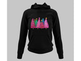 Men's Hoodie Colorful Vibrant Watercolor Festive Pattern Featuring Decorative Stars Over Christmas Trees