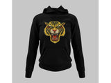 Men's Hoodie Fierce Roaring Wild Cat With Detailed Yellow Fur And Sharp Teeth Tiger