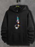 Men's Hoodie Tiny Space Traveler Balancing Stacked Colorful Galactic Spheres Like Sweet Dessert Astronaut