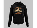 Men's Hoodie Hide And Seek World Champion Cute Reptile Resting Between Green Bushes Under Vintage Text Illustration Lizard