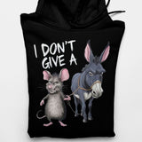 Men's Hoodie I Don't Give A Grumpy Grey Rat Holding A Leash Attached To A Disgruntled Donkey