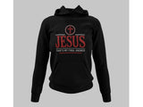 Men's Hoodie Jesus Thats My Final Answer Simple Religious Symbol Inside Circle Set Above Bold Red Typography Cross
