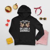 Men's Hoodie I Don't Have A Short Attention Span I Just Oh Look A Squirrel Two Small Brown Forest Creatures Holding Acorns Sitting In Peaceful Atmosphere Squirrel