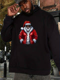 Men's Hoodie Stylish Man Wearing Red Puffer Jacket And Sunglasses In Festive Hipster Santa