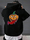 Men's Hoodie Evil Grinning Halloween Head With Long Red Dripping Tongue Pumpkin