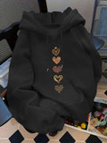 Men's Hoodie Vertical Row Of Various Patterned Earthy Toned Leopard Print Texture Heart