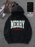 Men's Hoodie Merry Christmas Bold Block Letters Filled With Festive Decorative Seasonal Holiday Pattern Hoodie