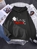 Men's Hoodie Hey Boo Adorable White Cartoon Ghost Surrounded By Tiny Shimmering White Sparkles Ghost