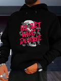 Men's Hoodie Ill Get What I Deserve Dark Ribbons Wrapping Around A Weathered White Human Skeletal Skull