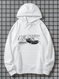Men's Hoodie Obsession Classic Vintage Style Sedan Driving With Monochrome Sketch Detail Car