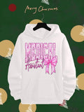 Men's Hoodie Medical Assistant Pink Ribbon Bow With Floral Patterned Letters On Fabric Hoodie