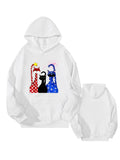 Men's Hoodie Three Whimsical Colorful Felines Featuring Artistic Polka Dots And Moons Cat