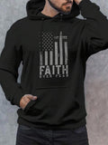 Men's Hoodie Faith Over Fear Distressed Vintage Christian Cross Integrated With A Distressed American Flag