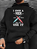 Men's Hoodie I Own A 9MM And I Know How To Use It Two Crossed Colorful Hooks Featuring Pink And Blue Ergonomic Handles Crochet Hook