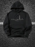 Men's Hoodie Paris Graceful Hand Drawn Outline Of Iconic Parisian Landmark Under Crescent Moon Cityscape