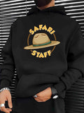 Men's Hoodie Safari Staff Traditional Wide Brimmed Hat With Green Band Inside A Circular Frame Hat