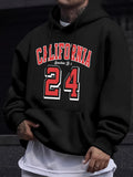 Men's Hoodie California Sunshine Boy 24 Classic Red Varsity Style Text With Bold Outlined Sporty Number