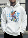 Men's Hoodie Skate Bone Cartoon Dog In Purple Shirt Riding Bone Shaped Skateboard Dog
