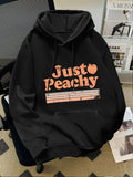 Men's Hoodie Just Peachy Vintage Inspired Graphic With Distressed Retro Lines And Small Peach