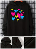 Men's Hoodie Vibrant Pink Blue And Yellow Shapes Floating In A Playful Arrangement Hearts