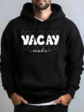 Men's Hoodie Vacay Mode Bold White Bubble Lettering Layered Over Fine Outlines On A Minimalist Lettering
