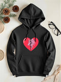 Men's Hoodie Vibrant Red Color With Jagged Crack Splitting Down The Center Heart