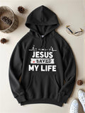 Men's Hoodie Jesus Saved My Life Rhythmic Heartbeat Line Combined With Red Heart Detail Hoodie