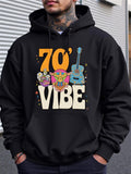 Men's Hoodie 70 Vibe Retro Colors With Decorative Floral Mask And Vintage Acoustic Musical Guitar