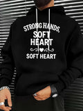 Men's Hoodie Strong Hands Soft Heart Small Minimalist Heart Icon With Elegant Decorative Swirl Accents Centered Heart