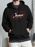 Men's Hoodie Jesus Paid It All Vibrant Red Concentric Ellipses Layered Behind Elegant White Cursive Script Hoodie