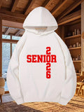 Men's Hoodie Senior 2026 Bold Red Collegiate Lettering Arranged In A Vertical Cross Pattern Hoodie