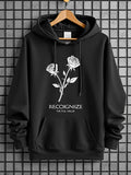 Men's Hoodie Recogniize The Full Value Two Blooming Floral Stems With Delicate Leaves And Elegant Petal Details Rose