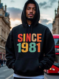 Men's Hoodie Since 1981 Vintage Distressed Block Letters In A Colorful Rainbow Retro Palette Hoodie