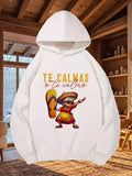 Men's Hoodie Fun Cartoon Character Wearing Traditional Sombrero Holding Large Yellow Sandal Grandmother