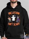 Men's Hoodie Inclusion Isnt Scary Friendly Halloween Characters Celebrating Diversity And Accessibility Surrounded By Stars Ghost