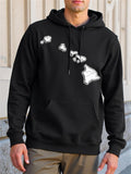 Men's Hoodie Stylized Minimalist White Outlines Depicting Tropical Chain Of Hawaii Islands