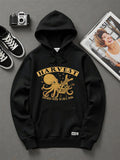 Men's Hoodie Harvest Golden Illustration Of Sea Creature Dancing With Skeleton Under Night Sky Octopus