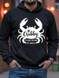 Men's Hoodie If Crabby Please Return To Beach Minimalist White Silhouette Crab With Sharp Claws And Stylized Legs Crab