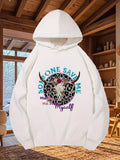 Men's Hoodie Someone Save Me From Myself Ornate Floral Bull Skull Among Leopard Print Texture Circle Background Skull
