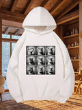 Men's Hoodie Realistic Animal Portraits Arranged In A Repetitive Nine Square Grid Capybara
