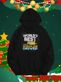 Men's Hoodie World's Best School Bus Driver Classic Yellow Vehicle Traveling Smoothly Across A Solid Dark Background Bus