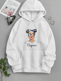 Men's Hoodie Filipina Stylish Illustration Of Woman Wearing Patterned Headband With Reflective Sunglasses Woman