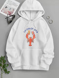 Men's Hoodie La Dolce Vita Vibrant Red Cartoon Crustacean Holding Two Frothy Drinks In Celebration Lobster