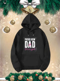 Men's Hoodie Proud New Dad Its A Girl Minimalist White Typography With Small Pink Baby Icon Hoodie