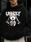 Men's Hoodie Unholy Dark Gothic Woman Wearing Habit Featuring Red Cross And Skeletal Hand Nun