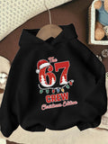 Men's Hoodie The 67 Crew Christmas Edition Festive Red Numbers Decorated With Santa Hat And Lights Crew