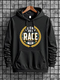 Men's Hoodie Life Is Not A Race Just A Journey Golden Laurel Wreath Circular Frame Surrounding Bold Typography Wreath