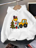 Men's Hoodie I Dig Christmas Yellow Construction Vehicle Carrying Colorful Gift Boxes Beside A Decorated Festive Christmas Tree Excavator