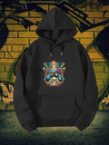 Men's Hoodie Vibrant Colorful Splash Artistic Gamer Design With Neon Lights And Lightning Controller